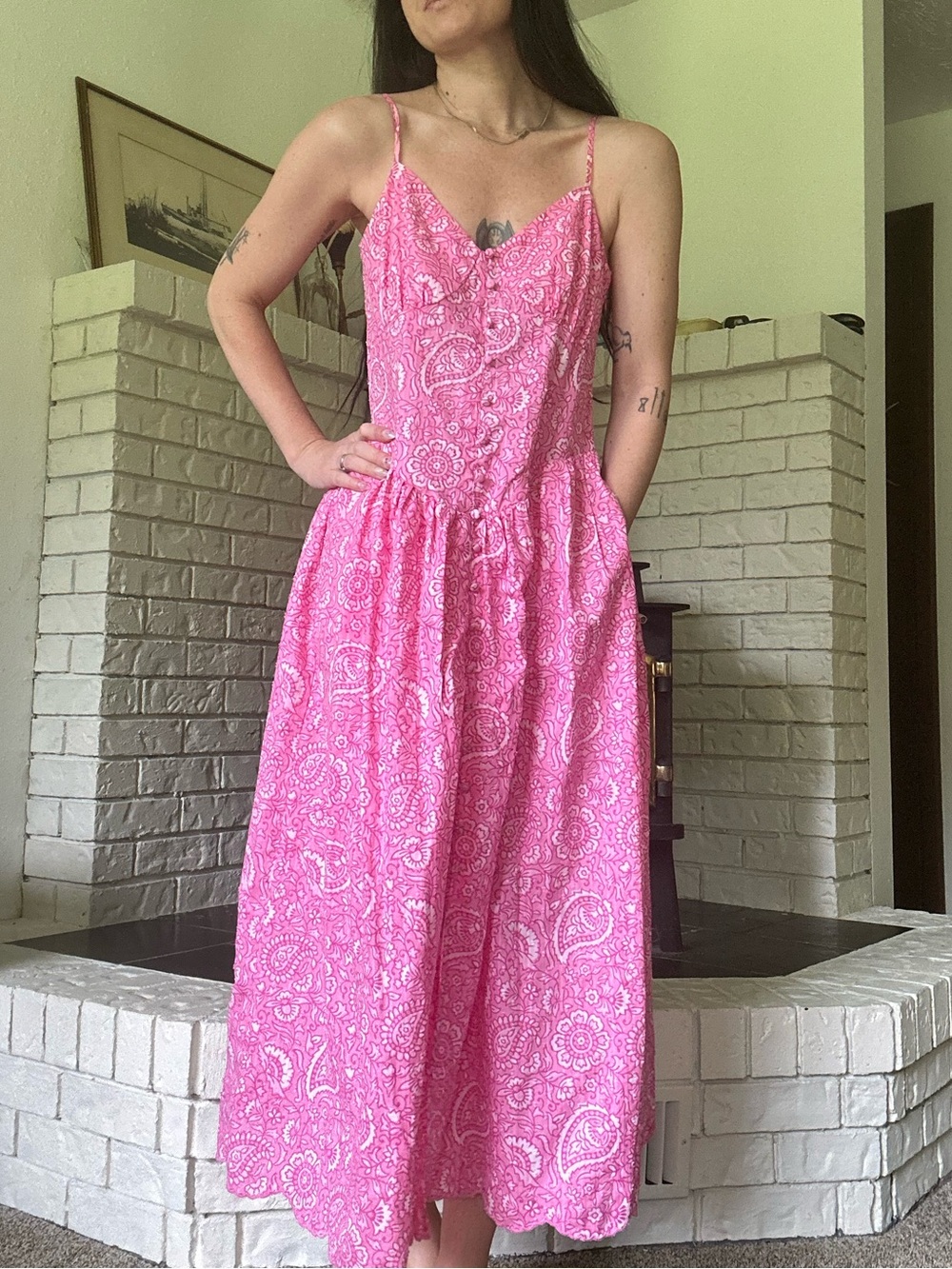 Roller Rabbit Pink Paisley Midi Dress